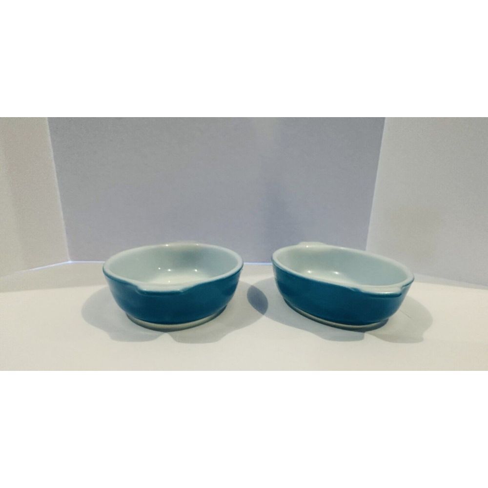 Vintage PYREX Tableware Corning  700  Oval Dish  10 oz.  BLUE  Overall  7x4 inch - Picture 4 of 7
